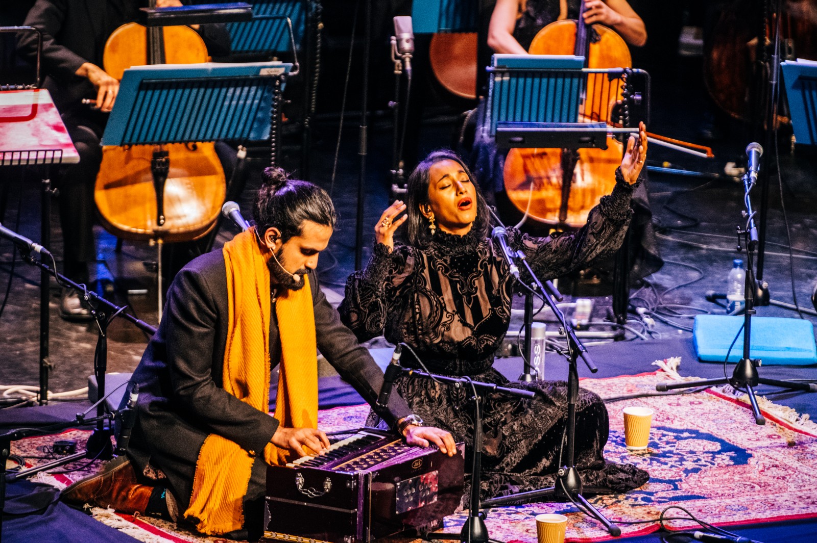 Orchestral Qawwali Project & Scottish Chamber Orchestra at the Glasgow Royal Concert Hall for Celtic Connections 2022.  Photo: Gaelle Beri