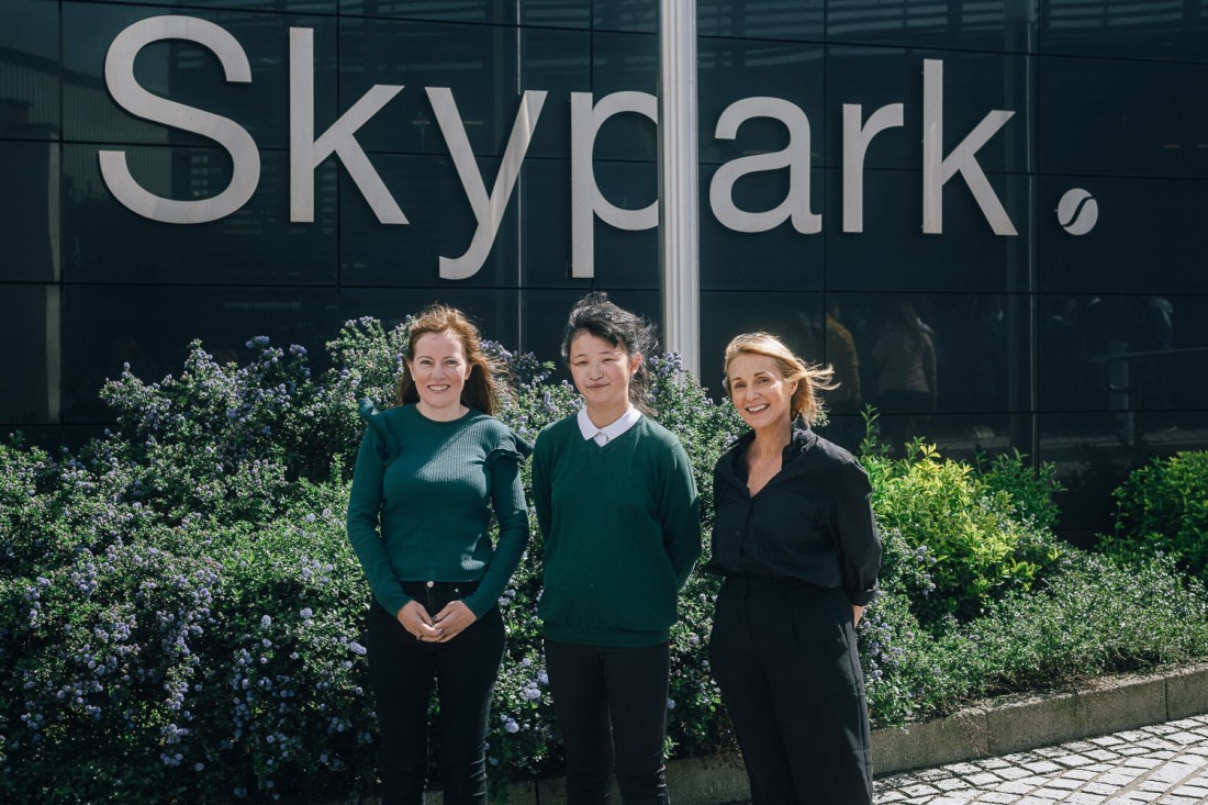 Left to right:  Lisa Kirsop, Resonance Capital, with Ya Shi, primary 7 pupil from St Patrick’s Primary School and Loraine Patrick of Skypark.   Picture: Skypark 