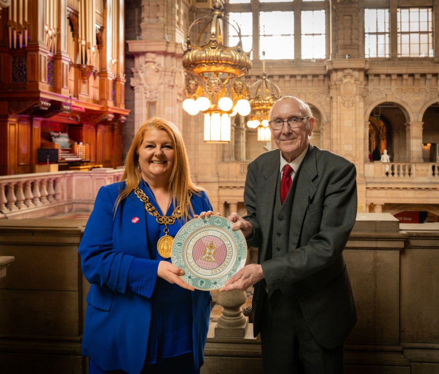 Bill Hutcheson and the Lord Provost of Glasgow, Jacqueline McLaren, at Kelvingrove 
