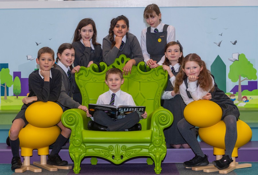  Pupils from Notre Dame Primary school, Glasgow at the opening of Partick Library
