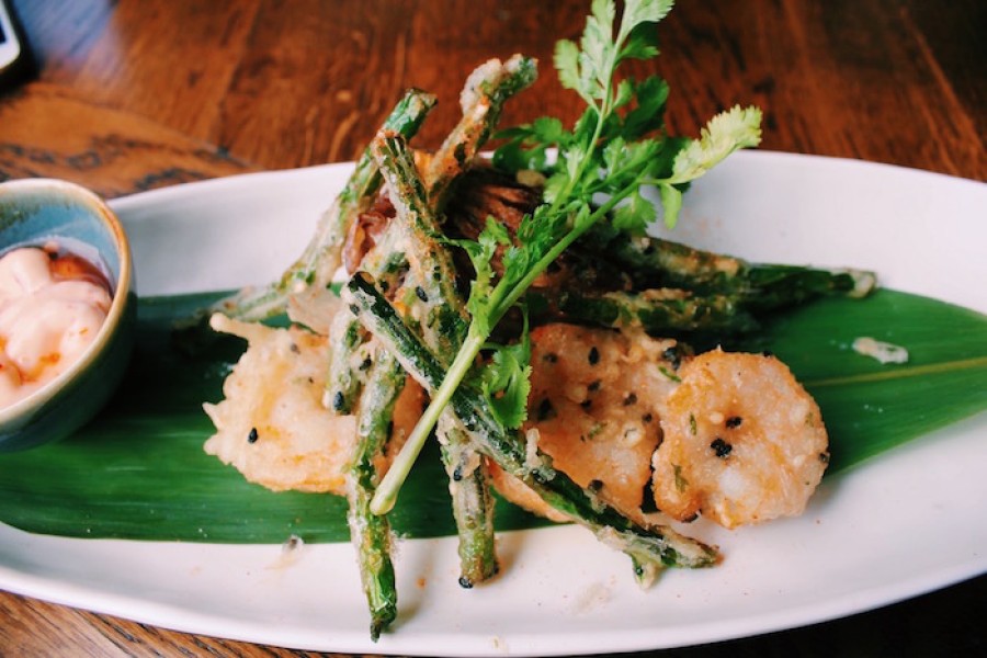  Stripes: Tiger prawn tempura and battered green beans is a delicious combo.