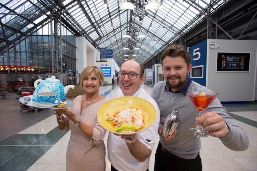  Pictured: At the SEC are John Quigley of Red Onion with Anne Mulhern of The Willow Tea Rooms and James Kemp , bartender at The Finnieston. Photo credit: by Martin Shields
