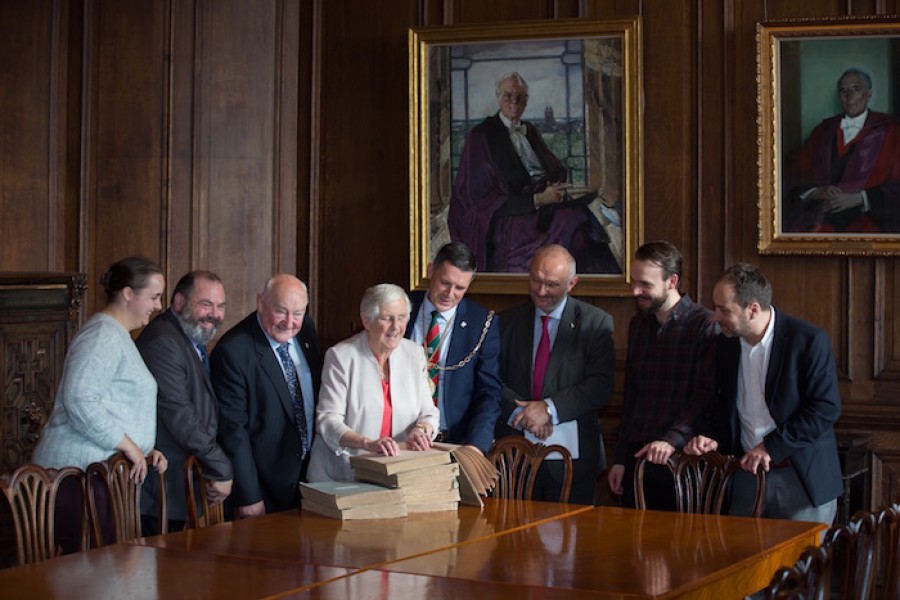  Pictured: Joan Muir with members of The Irvine Burns Club  and the University’s College of Arts. Photo credit: by Martin Shields