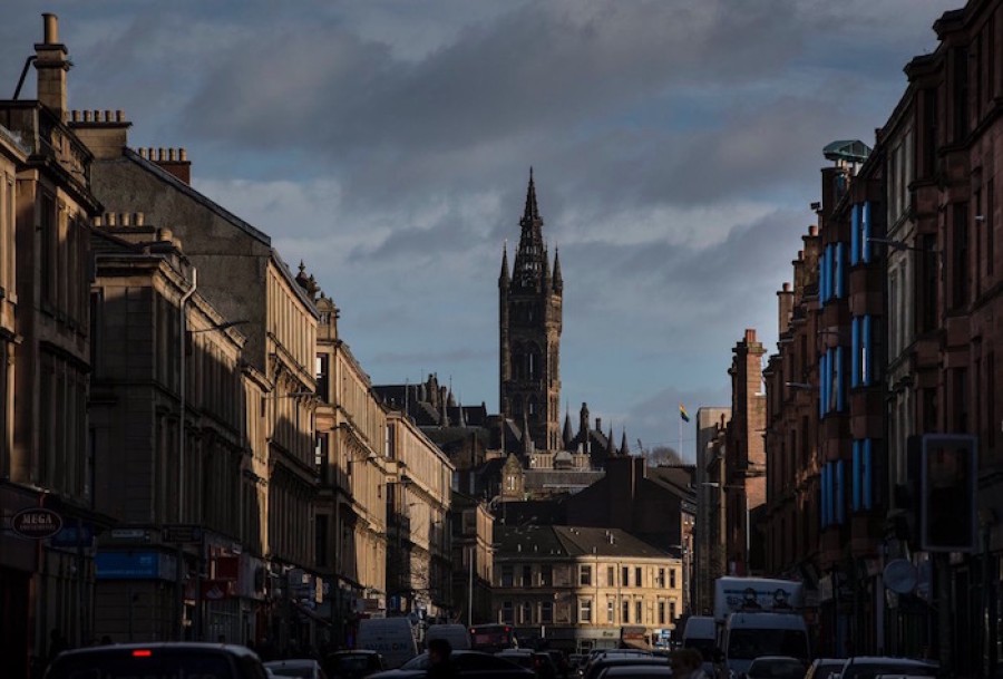 View: the photograph was taken from Dumbarton Road near Peel Street looking east 