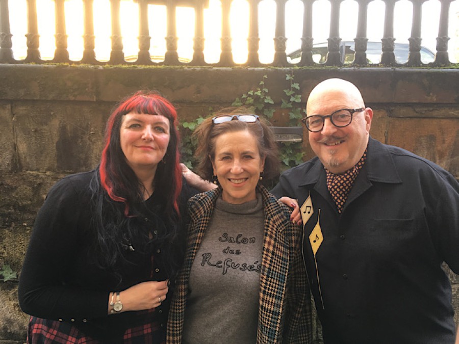  Charley and Colin with one of their first guests, presenter and journalist Kirsty Wark.