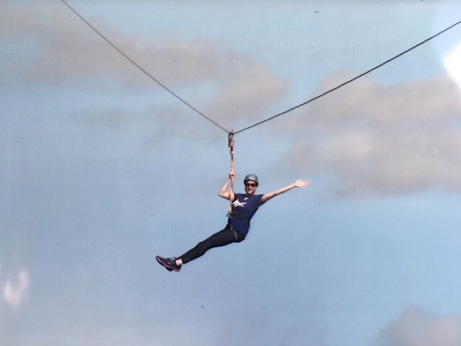 Hanging by a thread: Judith zip wires over the River Clyde to raise money for Alzheimer Scotland
