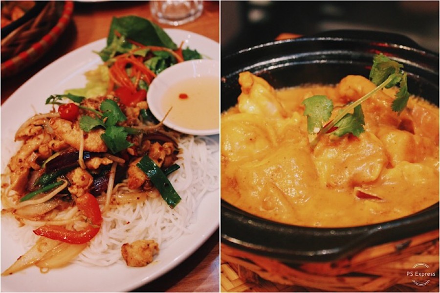  Tasty: ‘Ca Ri Hai San’ (£11.90) was served sizzling in a pot with prawn squid and scallop immersed in a wonderful creamy coconut 
