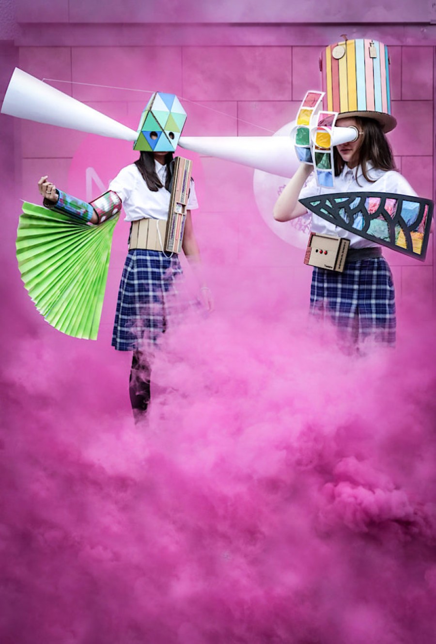  Kelvinside Academy pupils, Imogen Gillan (S1) and Gabrielle McKenzie (S3), displaying items of ‘wearable technology’
