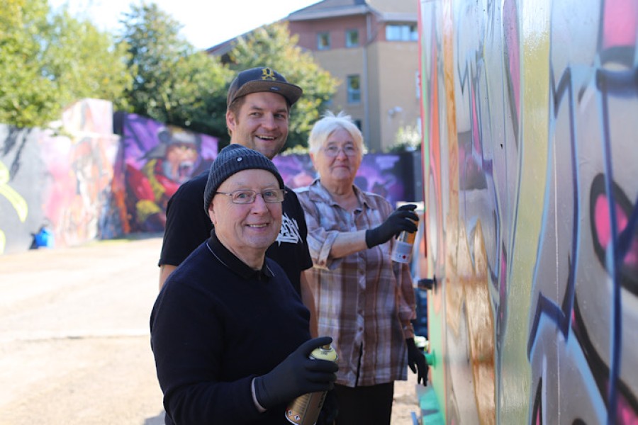  Wall artists: (left to right) Thomas Grady, Davey Knox and Martha Goldie