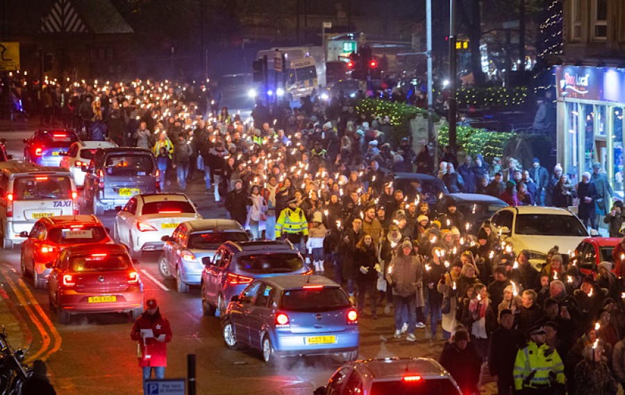  The procession made its away along Byres Road. Photograph by Martin Shields 