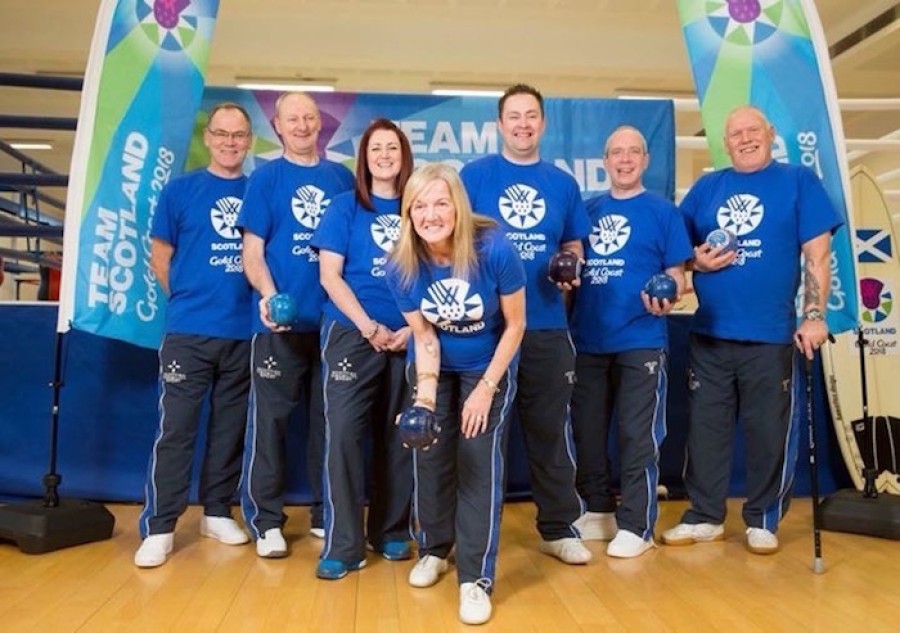 Selection: Robert and other members of Team Scotland's Commonwealth Games para bowls squad 