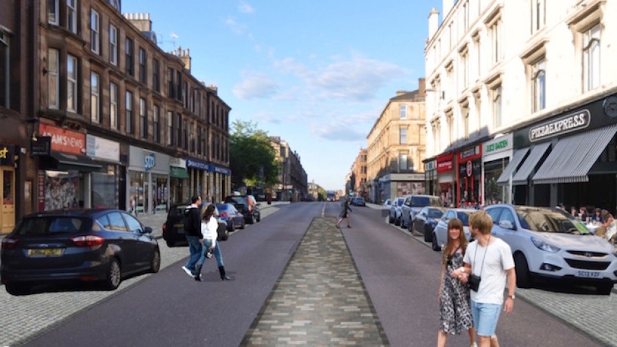 One option: this is how a section could look with a wider central cobbled area narrowing the carriageway 