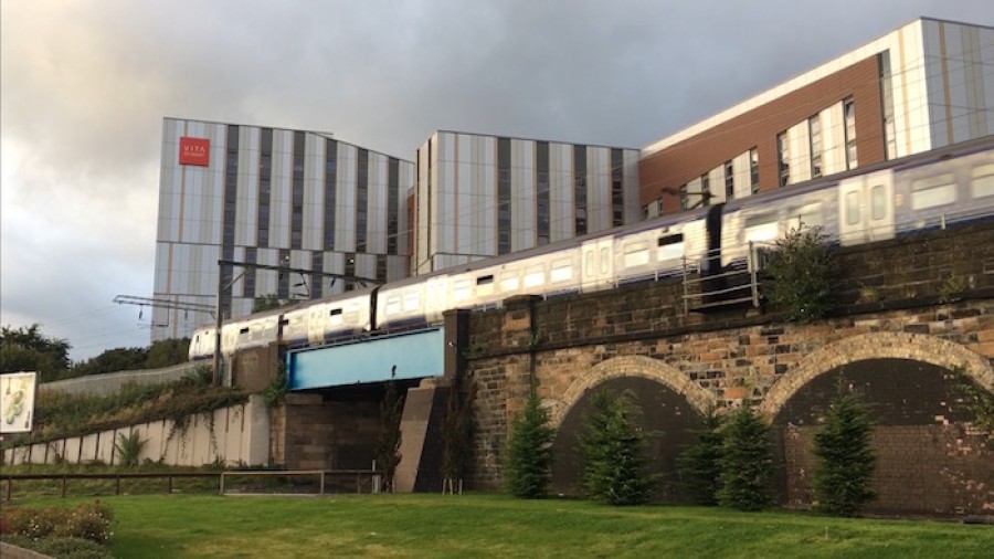 Large student blocks have been built on former industrial sites.