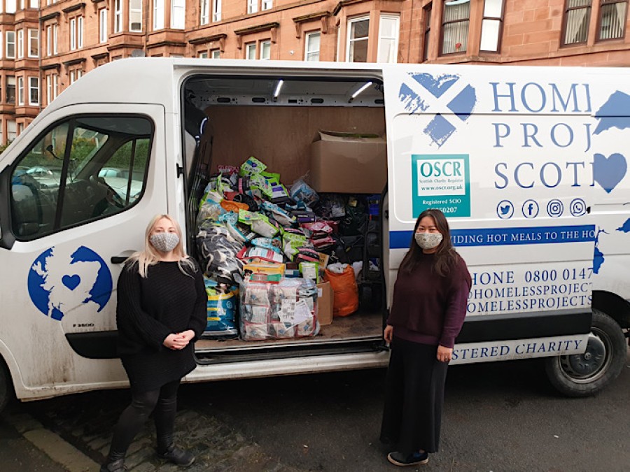Staff were helped by suppliers, clients and customers. Photo: Homeless Project Scotland.