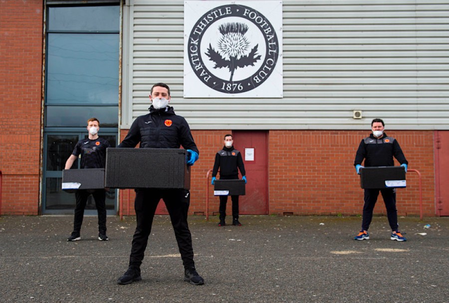  Pictured: (L-R) PauL Brennan, John McGowan, David Galt and Allan Campbell of Partick Thistle Charitable Trust. Photo: Ross MacDonald/ SNS Group.