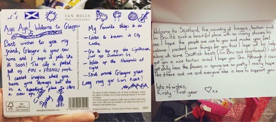  Some of the letters Scots send to new arrivals