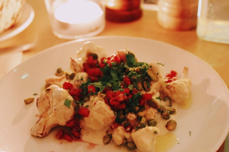  Tasty: cauliflower, tahini yogurt, pistachio, pomegranate & parsley