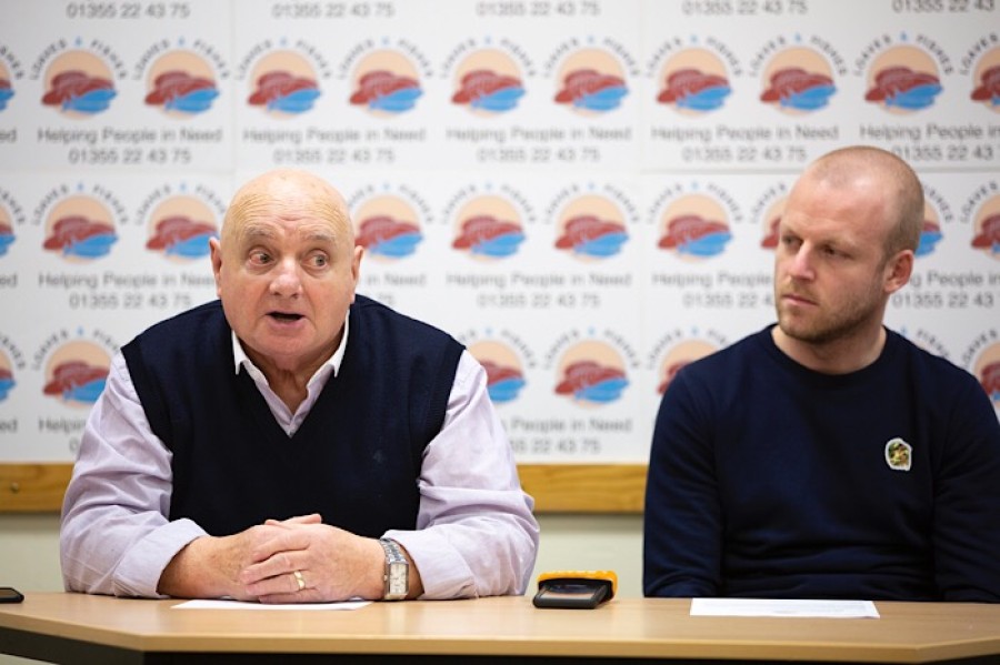  Teamwork: Denis Curran and Steven Naismith speak about the work of the charity. Photo credit: Martin Shields 