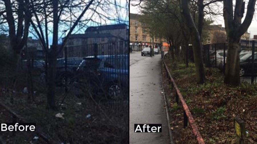  Improved: The strip of land at Minerva Street in Finnieston has been tidied up at last.