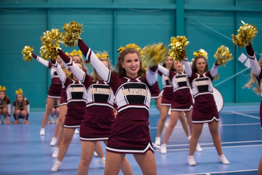  Support: Cheerleaders in  action before the prize giving ceremony. Photo credit: Martin Shields.