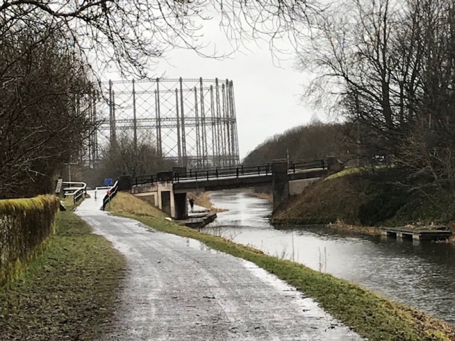 Canal: looking towards Kelvindale and Temple beyond 