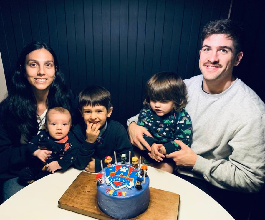 Danny with his young family.