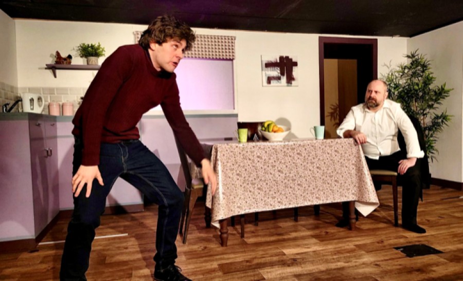 Martin Quinn (Matthew) and Harry Ward (Ray) on stage. Photo: Jonny Scott