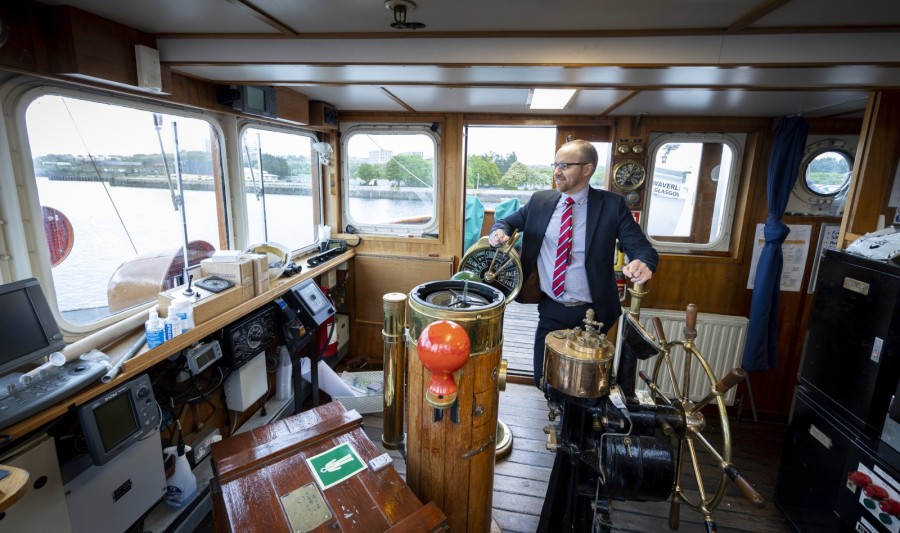 General manager Paul Semple surveys the bridge onboard Waverley. Photo: Martin Shields